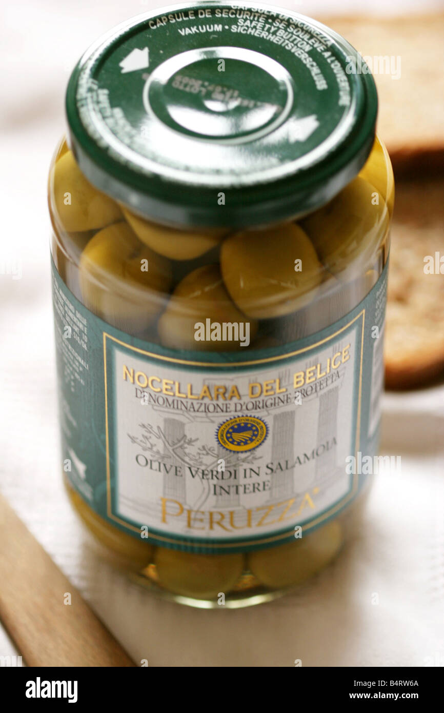Nocellara del Belice DOP olives  Sicily  Italy Stock Photo