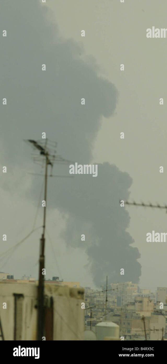 Beirut Lebanon A plume of smoke goes out across the night sky after an ...