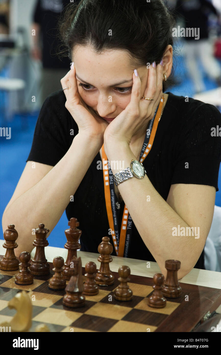 Alexandra Kosteniuk Russian player  World Chess Championship  Palazzo Oval  Turin  Piedmont  Italy Stock Photo