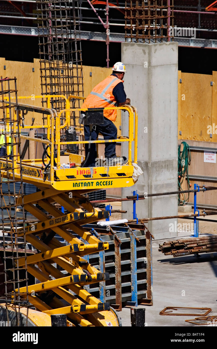 Construction /  A Construction Worker at work on a Building Site.Melbourne Victoria Australia. Stock Photo