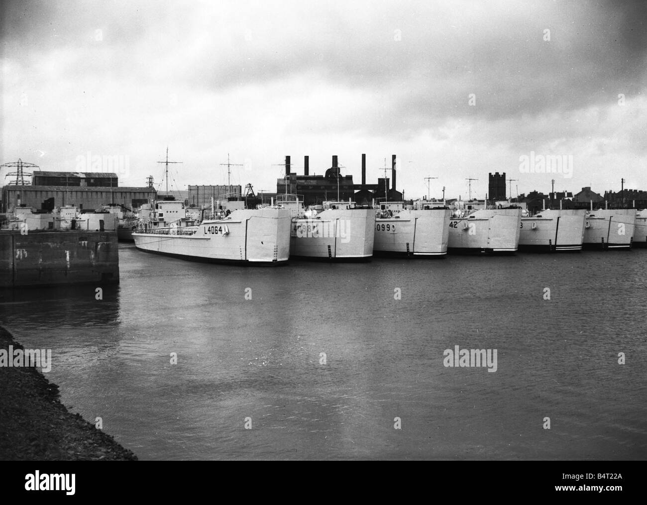 Suez Crisis 1956 British landing craft are assembled in readiness for possible action Stock Photo