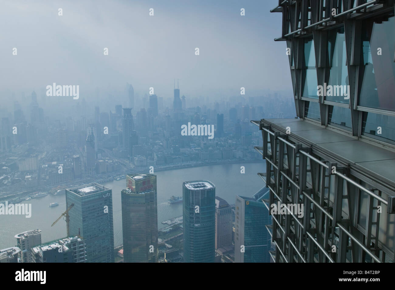 China, Shanghai, Pudong District, JIn Mao Tower Observation Deck, View  towards central Shanghai Stock Photo - Alamy