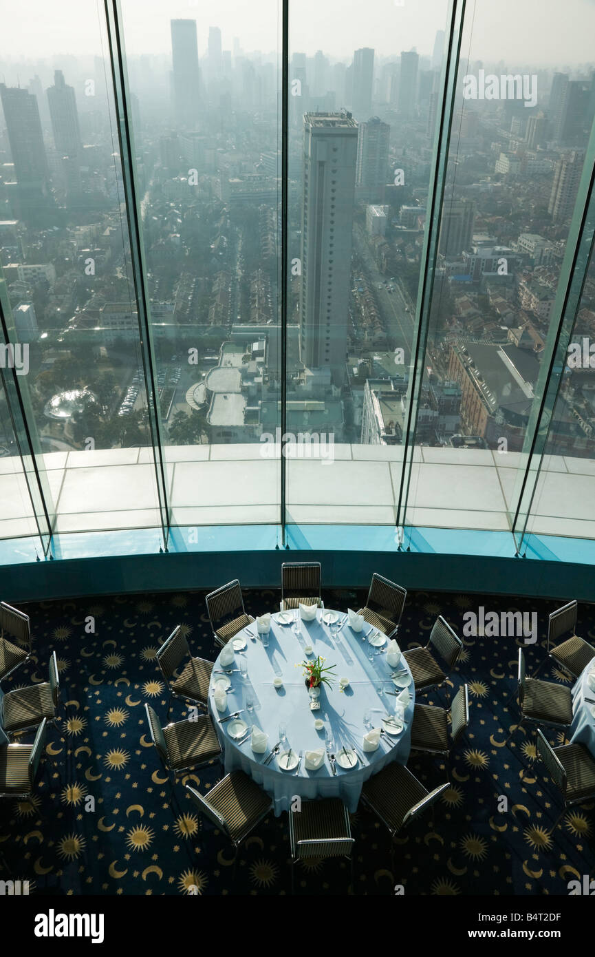 China, Shanghai, French Concession Area, High View from the 42nd Floor restaurant of the Jinjiang Tower Stock Photo