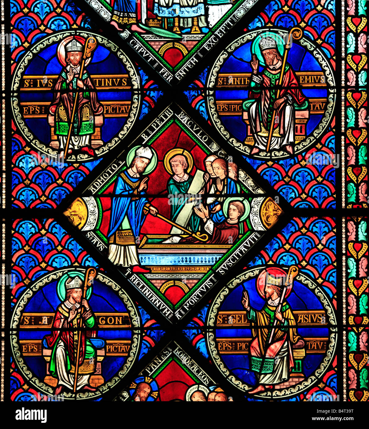 Romanesque stained glass window, church SainteRadegonde, Poitiers