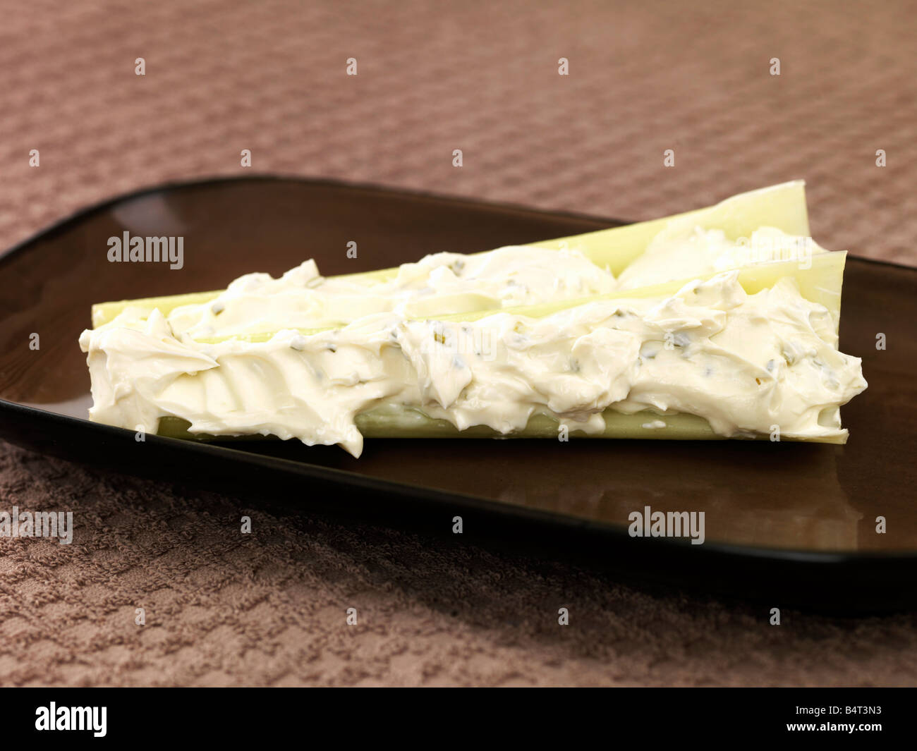 Celery With Herb Cream Cheese Stock Photo Alamy