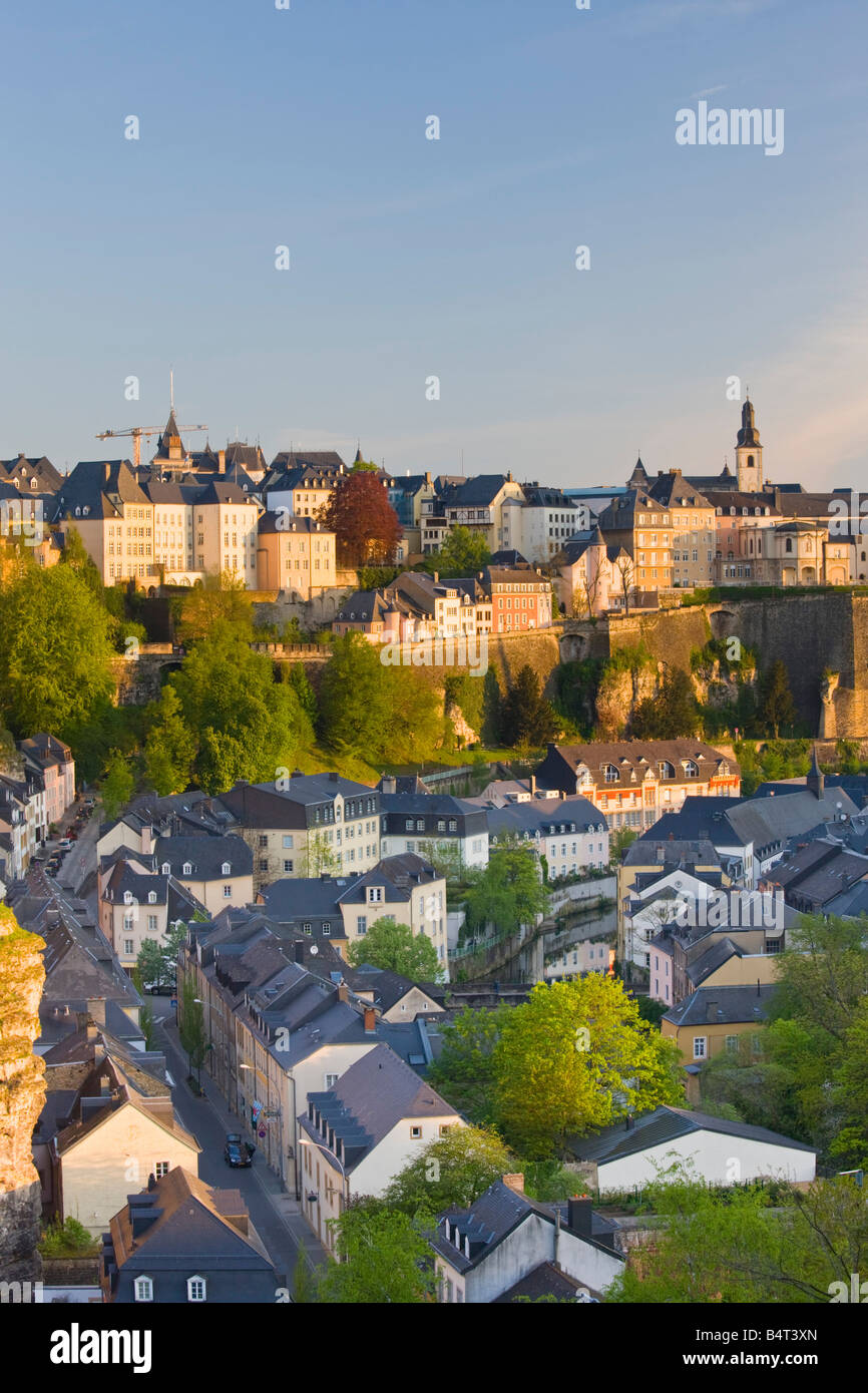 Luxembourg, Luxembourg City, View of Grund, lower town Stock Photo
