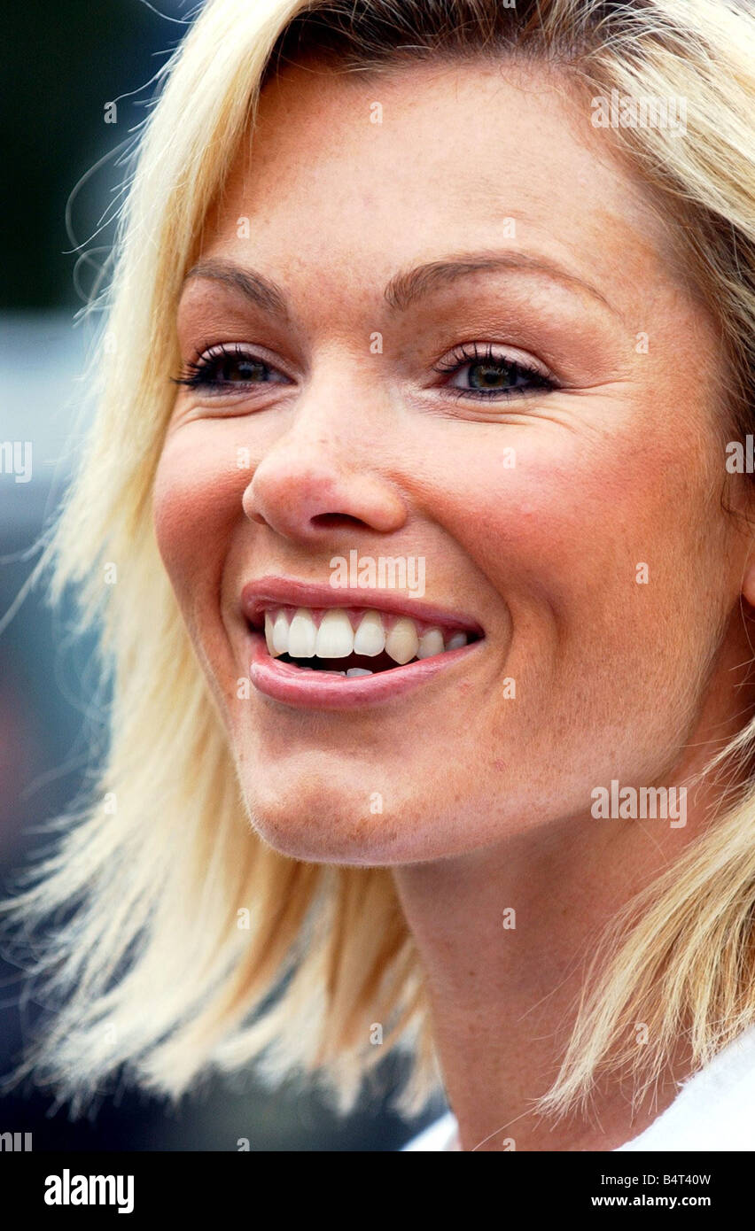 Nell McAndrew promoting milk at the unveiling of a new campaign featuring her on the side of milk tankers Stock Photo