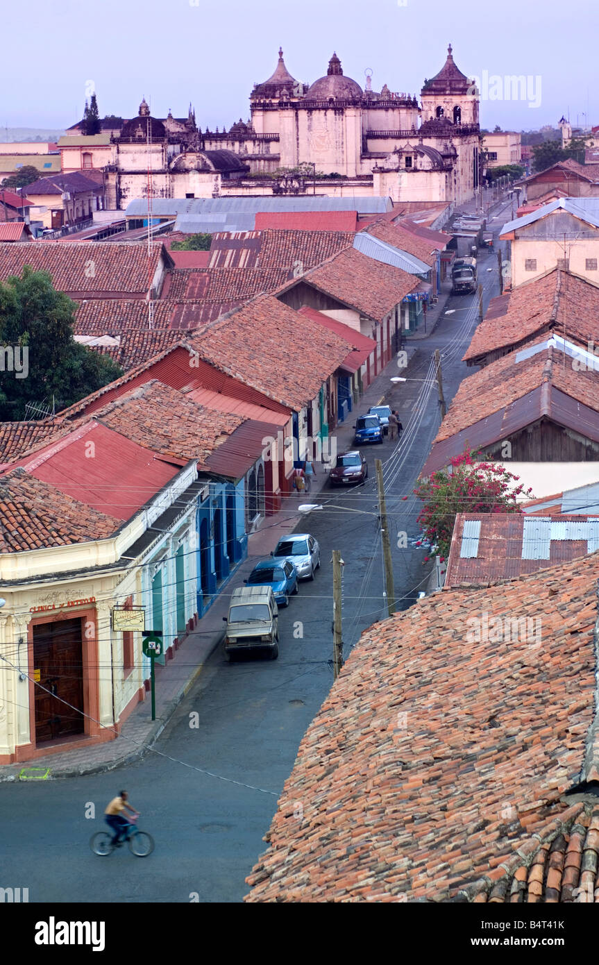 Cathedral & streets of Leon, Nicaragua Stock Photo Alamy