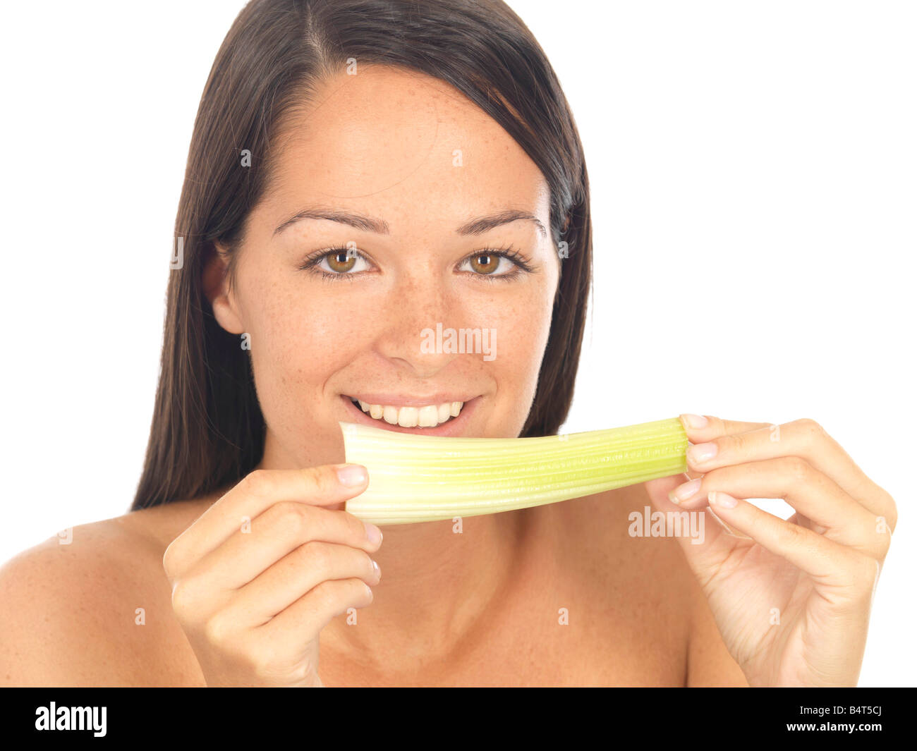 Woman eating celery sticks hires stock photography and images Alamy
