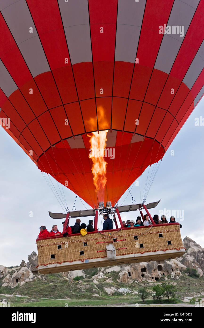 Hot Air Balloon with the Worlds largest passenger basket, nr. Goreme,  Cappadocia, Turkey Stock Photo - Alamy