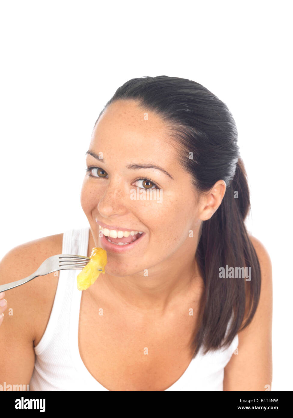 Young Woman Eating Chips Model Released Stock Photo