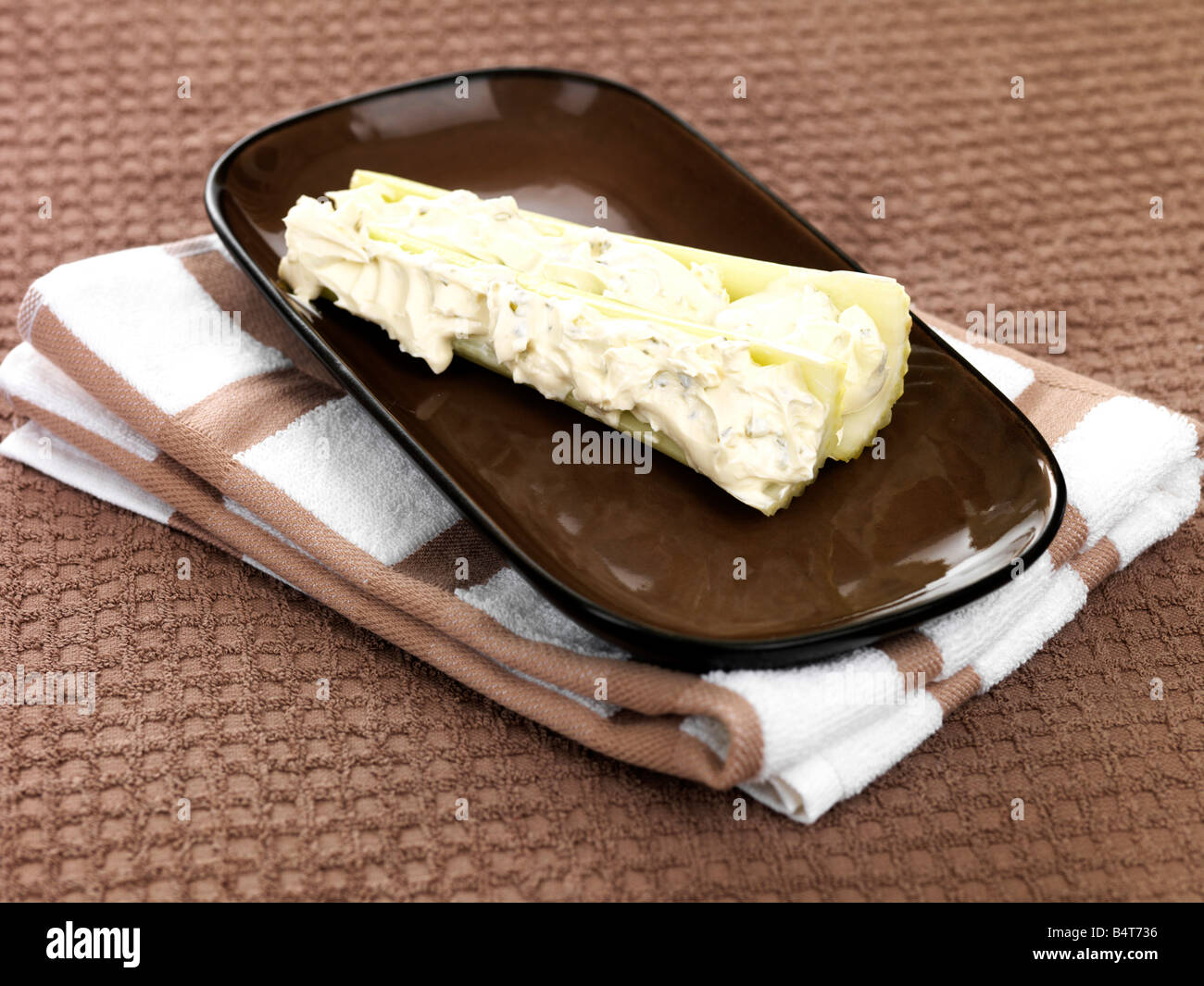 Celery With Herb Cream Cheese Stock Photo Alamy