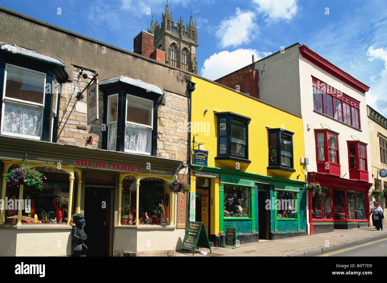 England, Somerset, Shops in Glastonbury Stock Photo Alamy