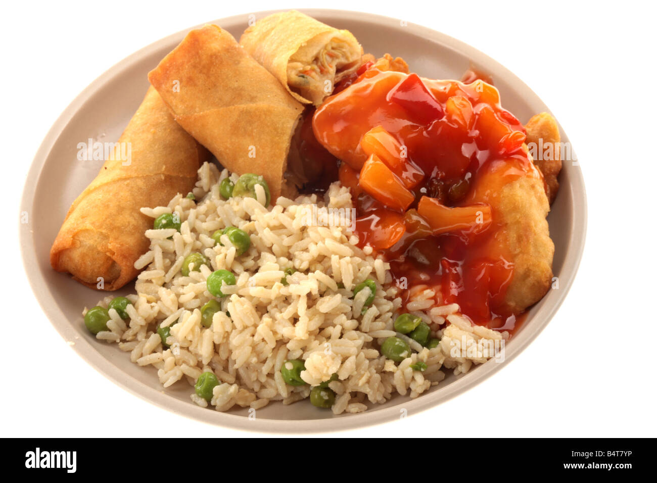 Sweet And Sour Chicken With Egg Fried Rice Stock Photo Alamy