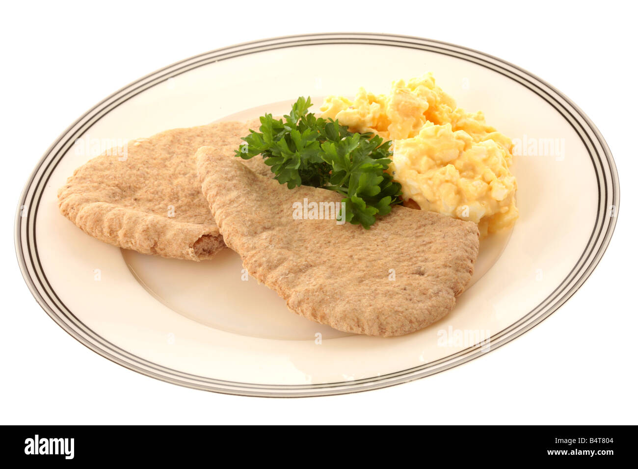 Fresh Healthy Egg Mayonnaise With Wholemeal Pitta Bread And Parsley