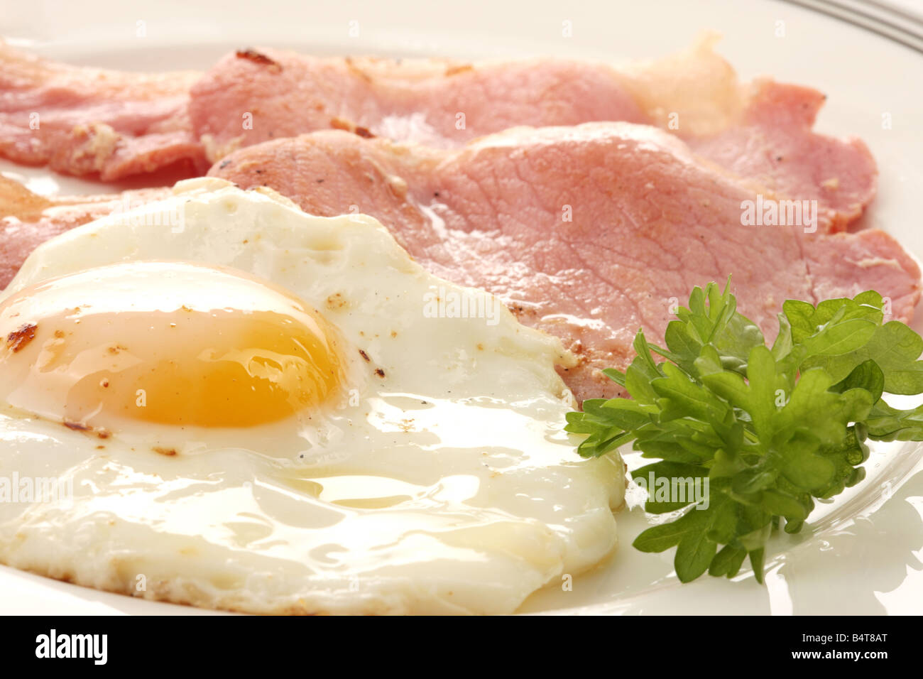 Freshly Cooked Healthy English Breakfast Of Grilled Lean Bacon Rashers