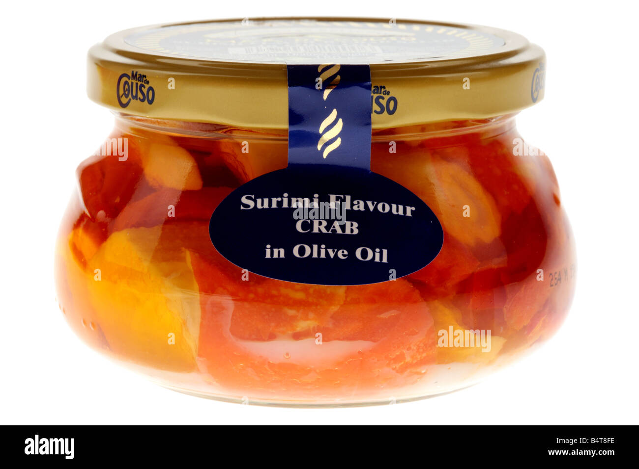 Jar Of Crab in olive oil Stock Photo