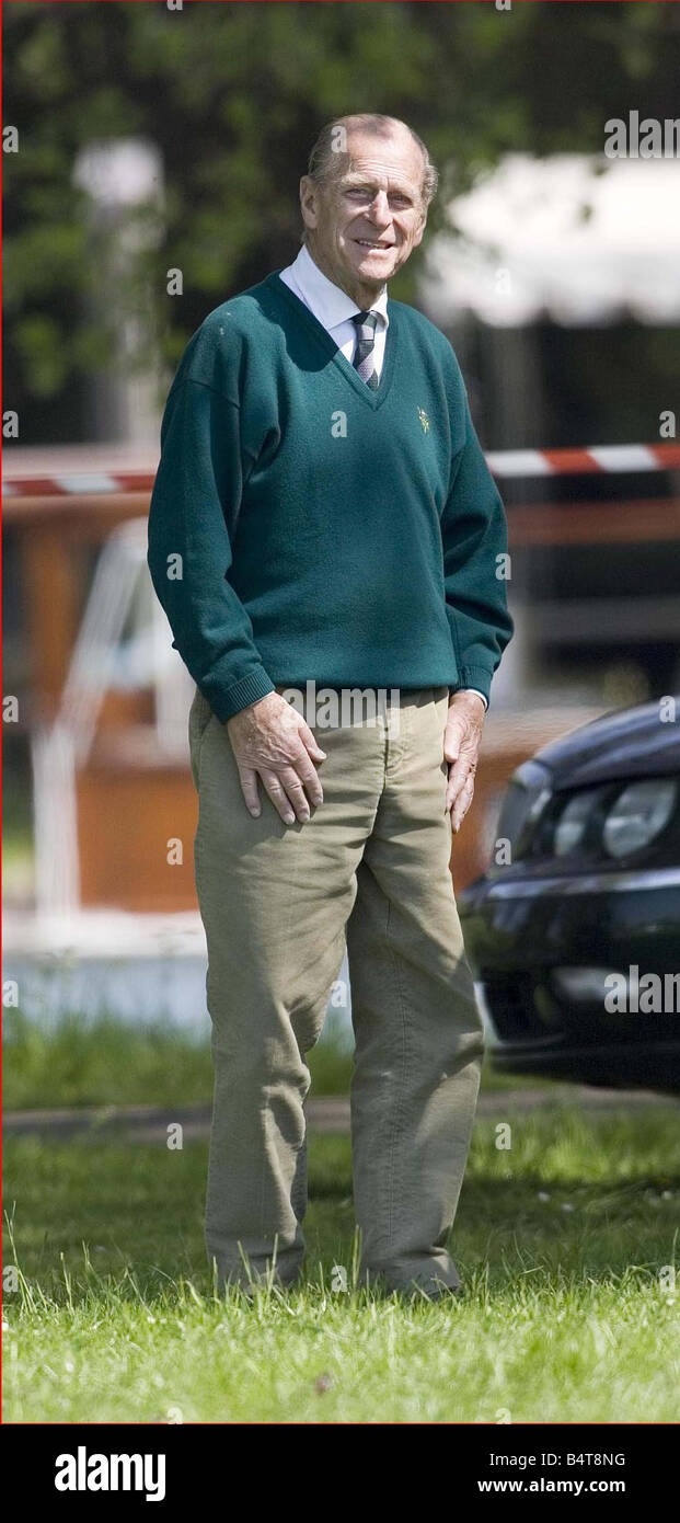 Duke of Edinburgh telling jokes at Royal Windsor Horse Show May 2006 Stock Photo