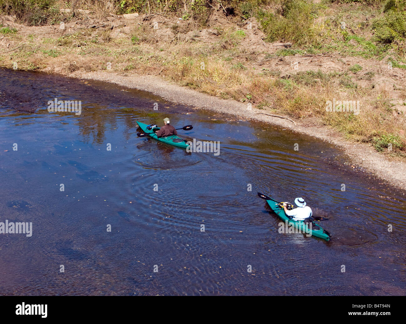 Two Kayaks on the South Branch of the Raritan River New Jersey Stock