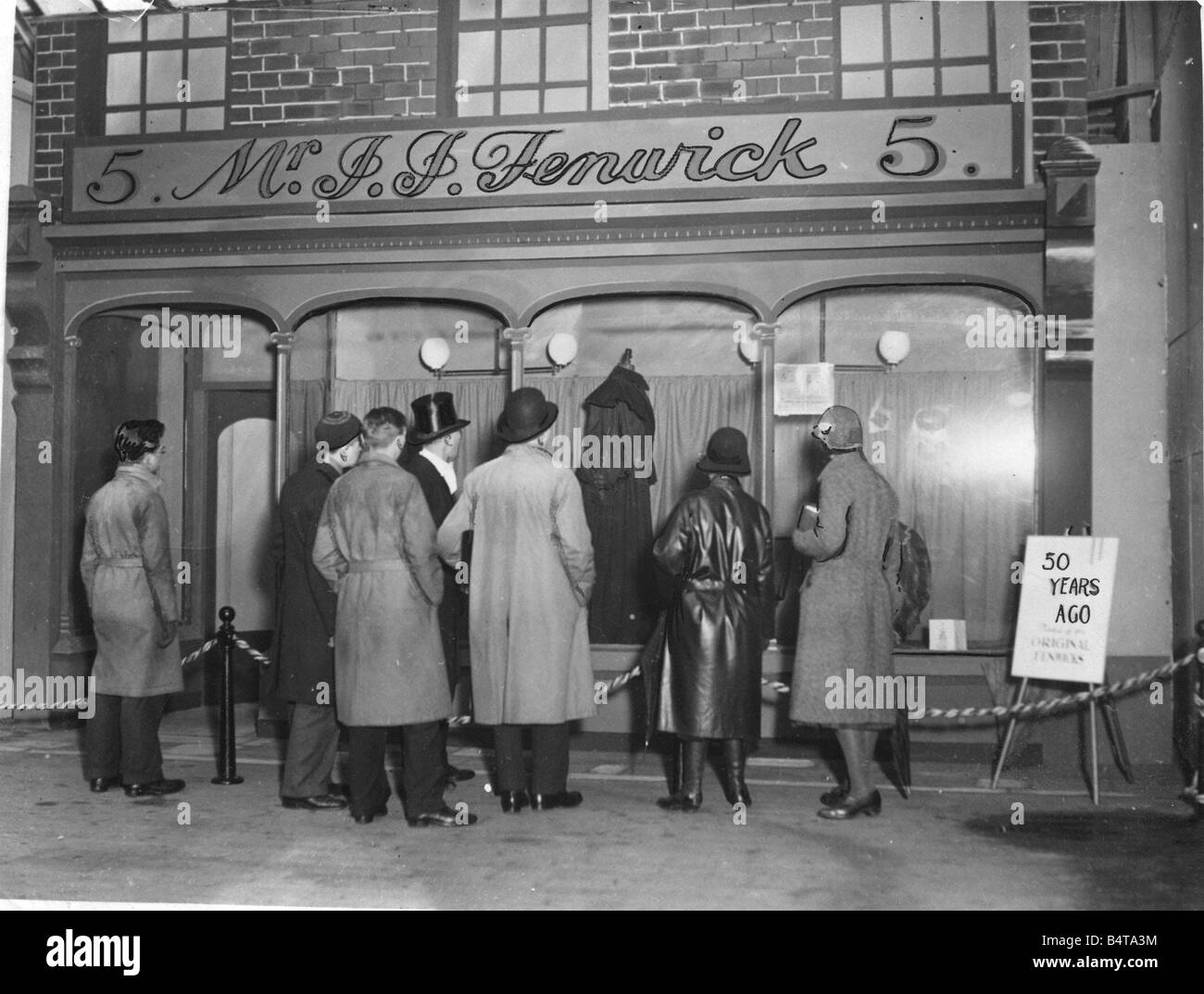 A model of the original premises where 50 years before this picture was taken in March 1932 Fenwicks of Northumberland Street Newcastle started It is to be seen inside the store and attracted the attention of many visitors Stock Photo