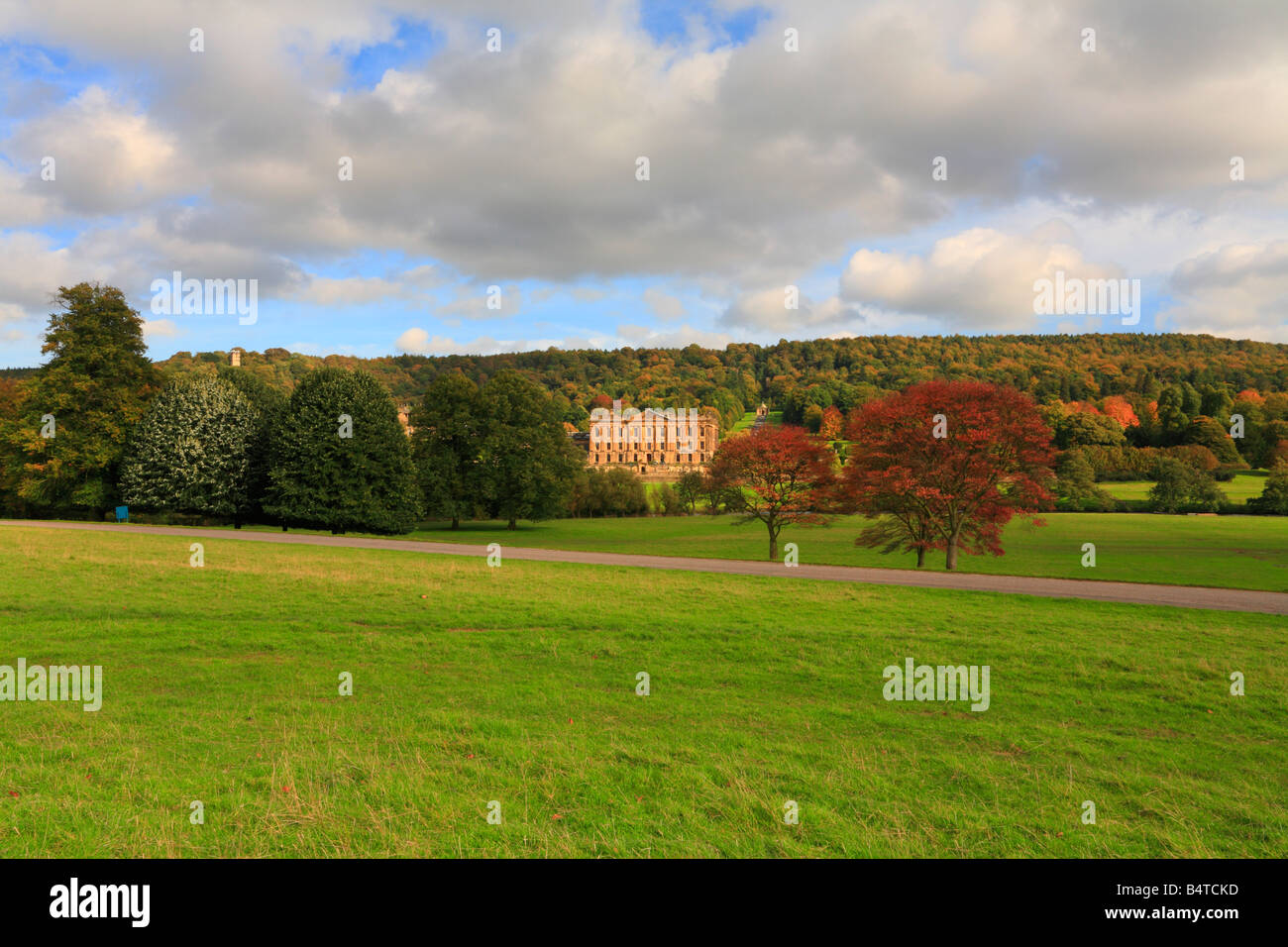 Autumn at Chatsworth Park and House, Derbyshire, Peak District National Park, England, UK. Stock Photo