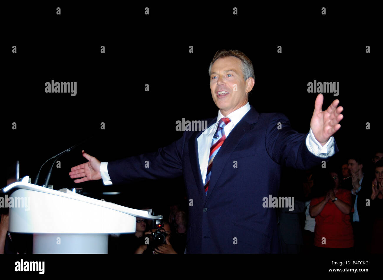 Tony Blair takes the applause at his farewell speech to the Labour