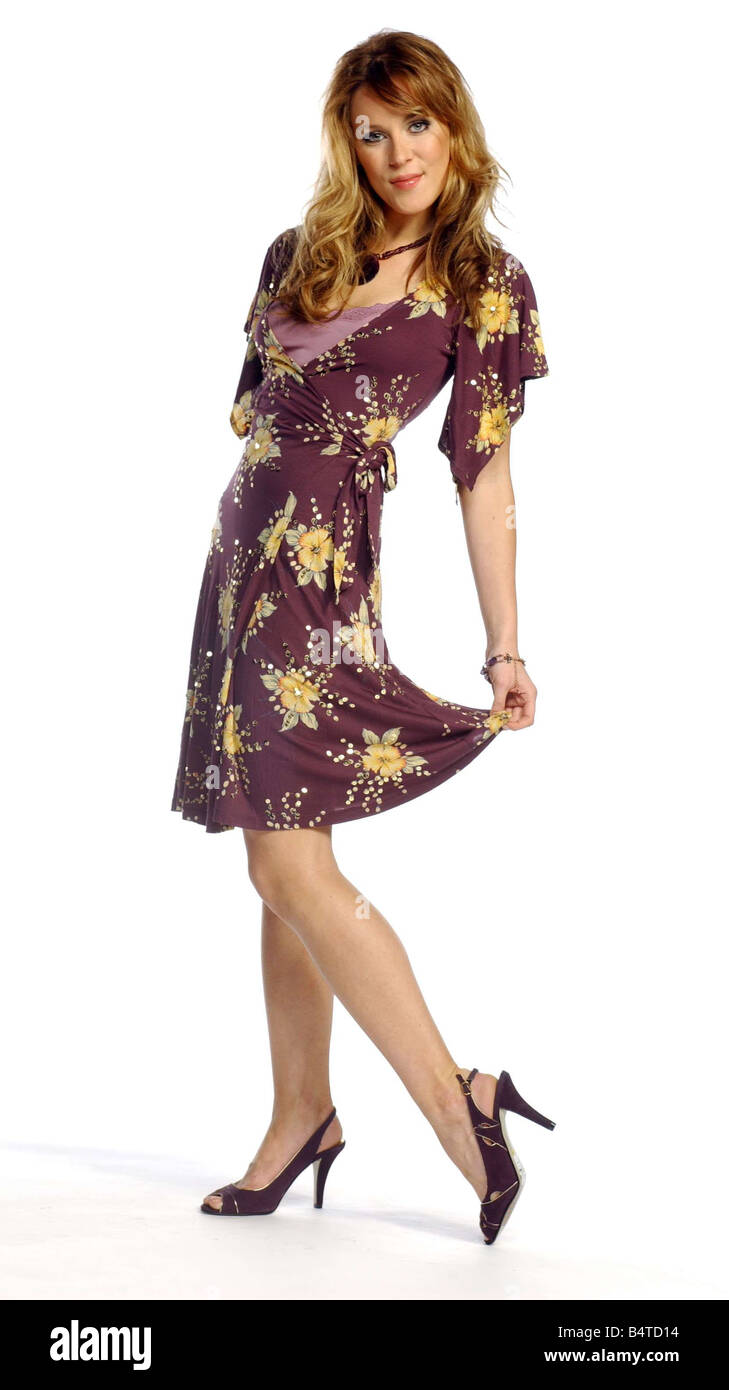 Fashion Party Dresses December 2005 purple gold sequin print wrap dress  Stock Photo - Alamy
