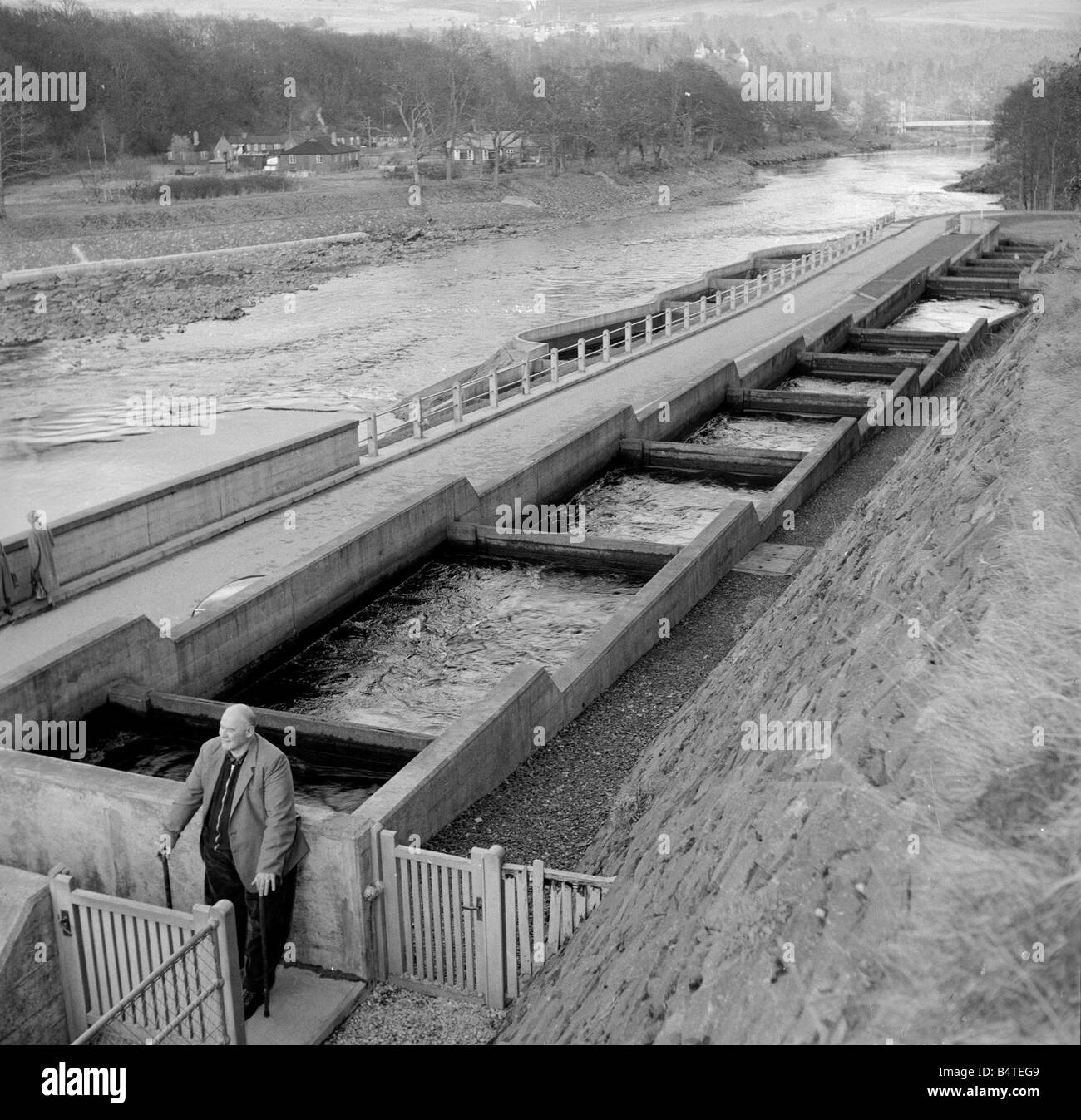 Sandy Phillips seen here at the Salmon Leap in Pitlochry recording the