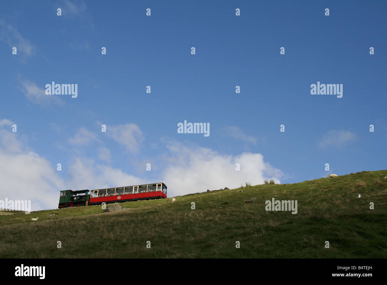 the snowdon mountain railway tourist train, wales Stock Photo