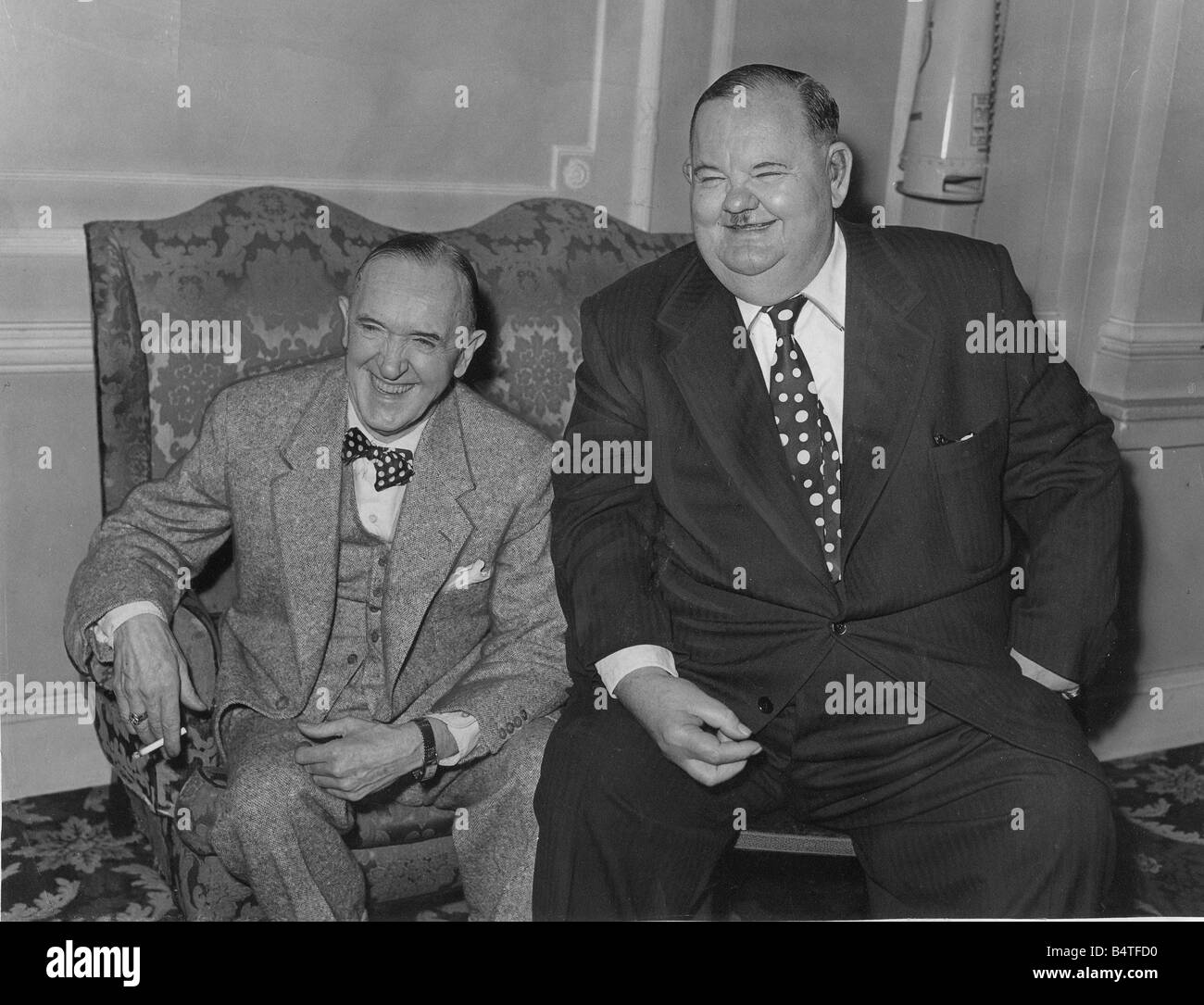 Laurel Hardy Comedy duo Stan Laurel and Oliver Hardy pictured in London Stock Photo