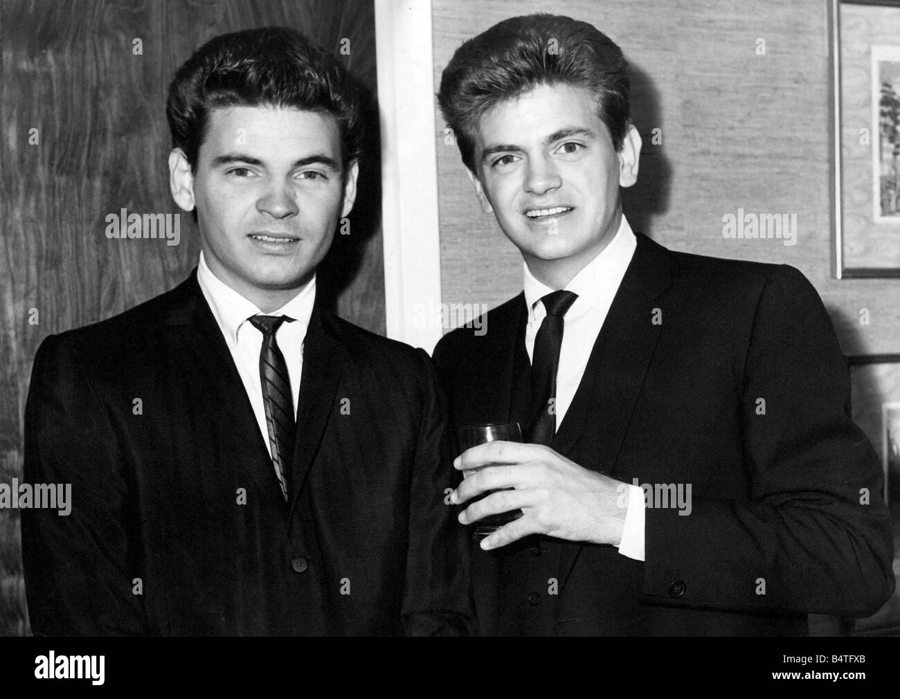 The Everly Brothers Don on left and Phil right are back in England for a singing tour Stock Photo