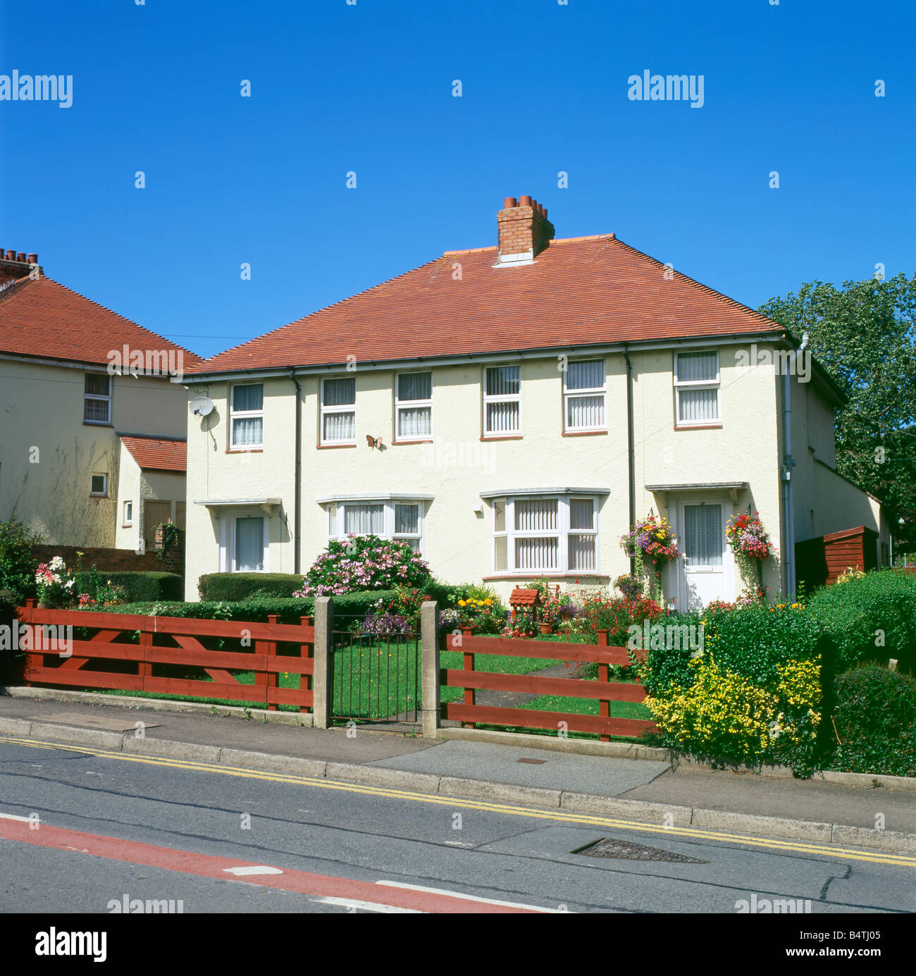 Semi-detached housing in New Quay Ceredigion West Wales UK  KATHY DEWITT Stock Photo