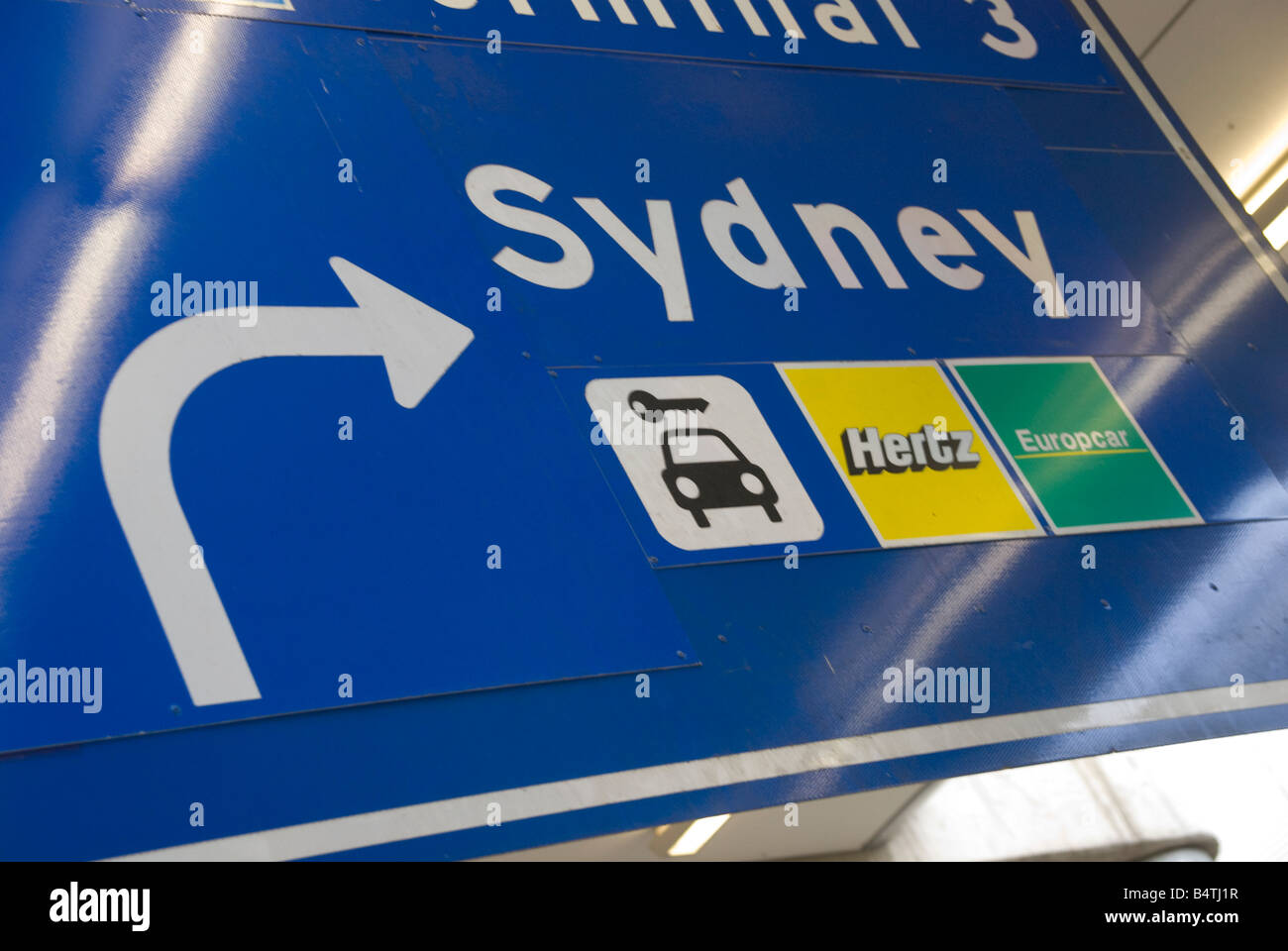 Direction sign at Sydney Airport Australia Stock Photo