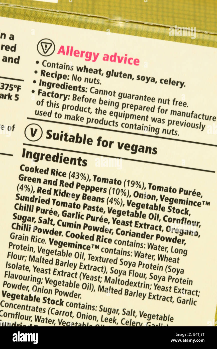 Nut allergy warning label wording