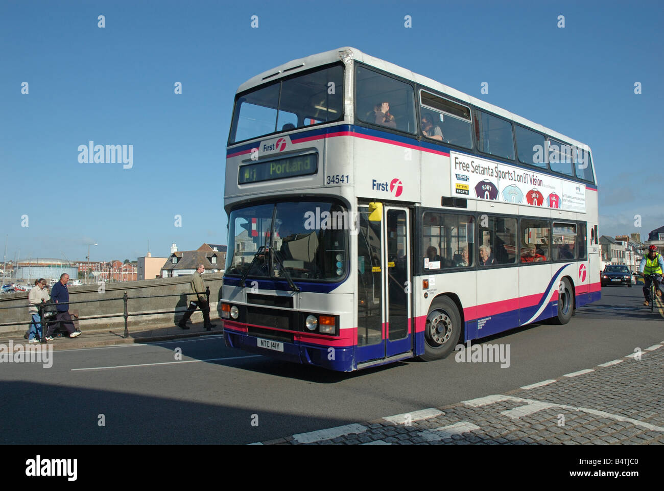 First Group bus, Weymouth, Dorset, England, UK Stock Photo