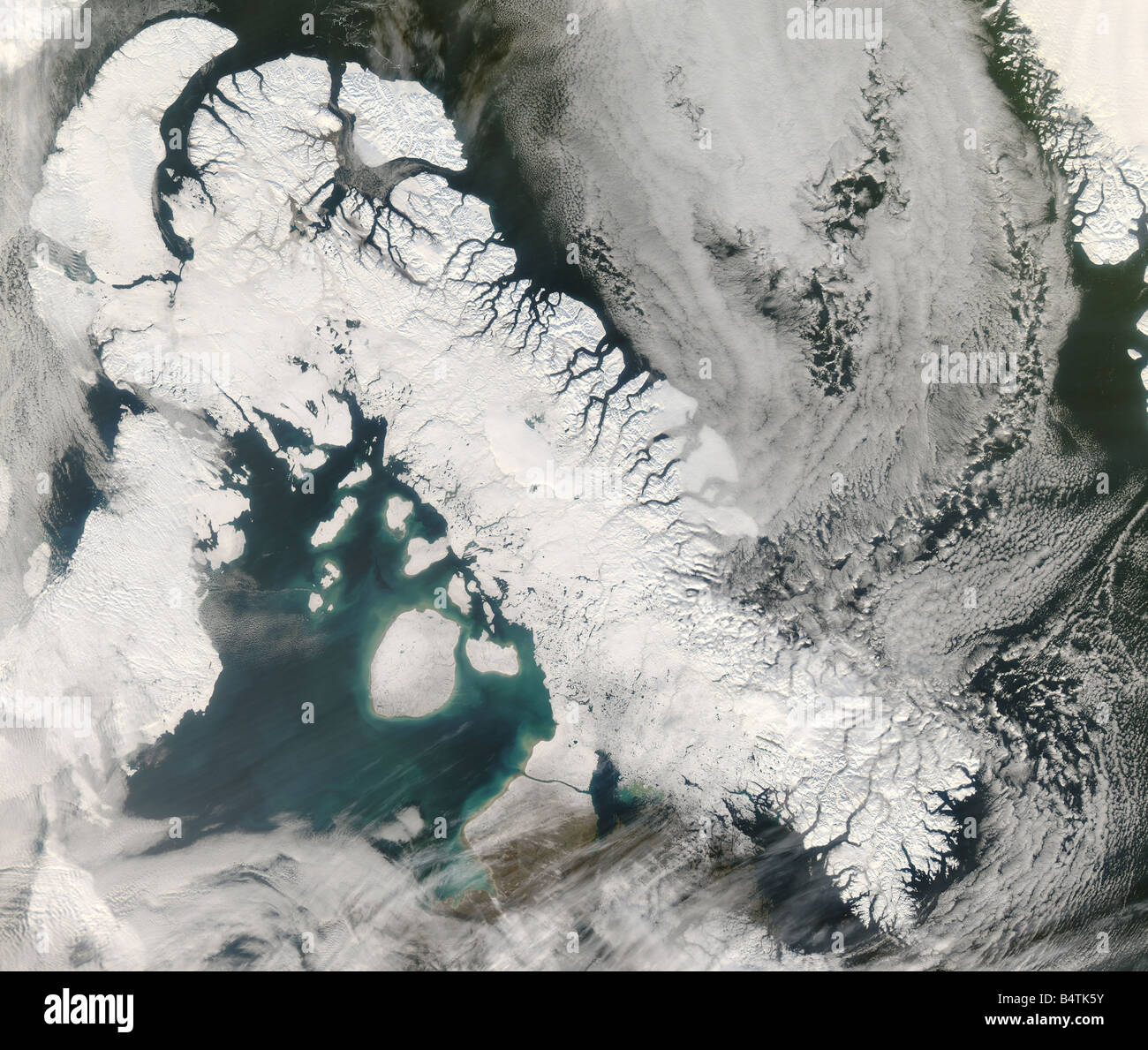 Satellite view of Sirmilik, Baffin Island, Canada Stock Photo