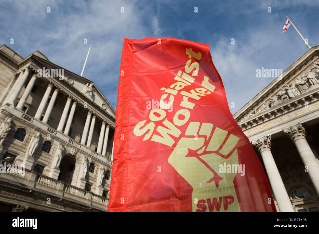 'Socialist Workers Party' demonstrating in the City of London against government bailing out banks Oct 2008 London UK Stock Photo