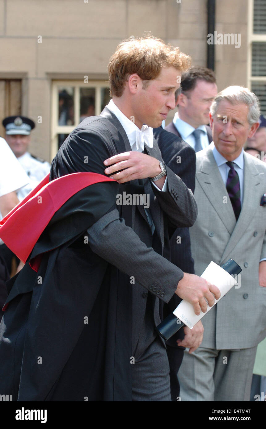 St Andrews Scotland Proud dad Charles watches Prince William at St Andrews today Prince William s university graduation June 2005 Prince Charles 2000s mirrorpix Stock Photo