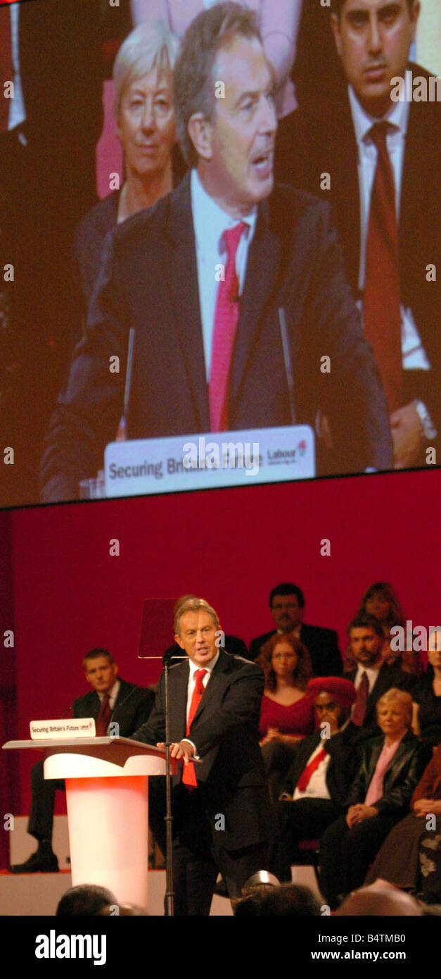 Tony Blair during his speech to conference Labour Party conference in