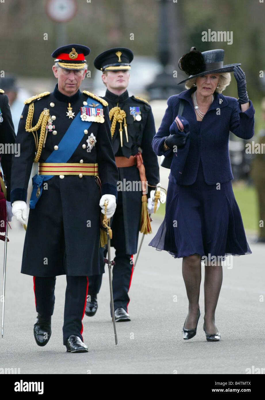 Prince Charles and Camilla attend The Sovereign s Parade at the Royal Military Academy at Sandhurst in Surrey Where Prince Harry was one of 220 cadets passing out and receiving their commissions into the British Army Stock Photo