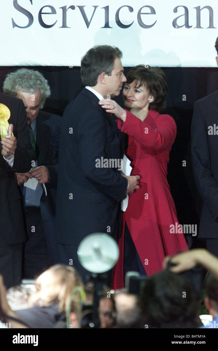 Prime Minister Tony Blair General Election 2001 with his wife Cherie