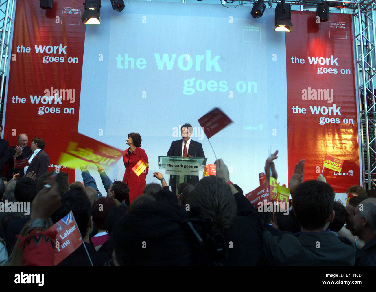 Prime Minister Tony Blair General Election 2001 at Millbank after the