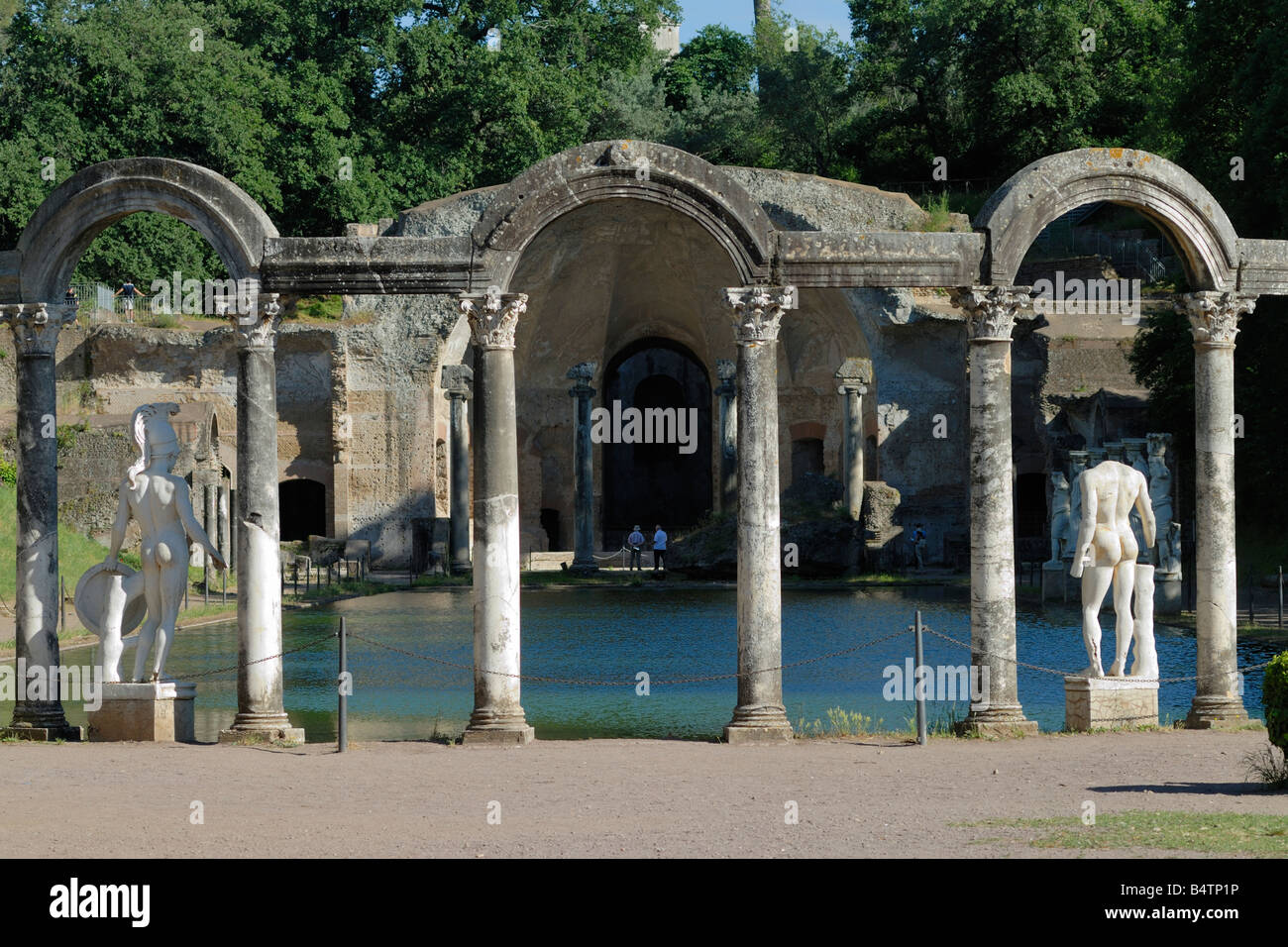Tivoli Italy Villa Adriana Hadrian S Villa Canopus Lined With Marble Statues Columns The Artificial Grotto Or Serapeum Stock Photo Alamy