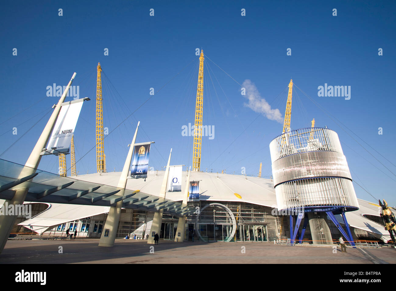 O2 Arena, entrance London Millennium Dome. Morning Blue sky horizontal 77505 London-O2 Stock Photo