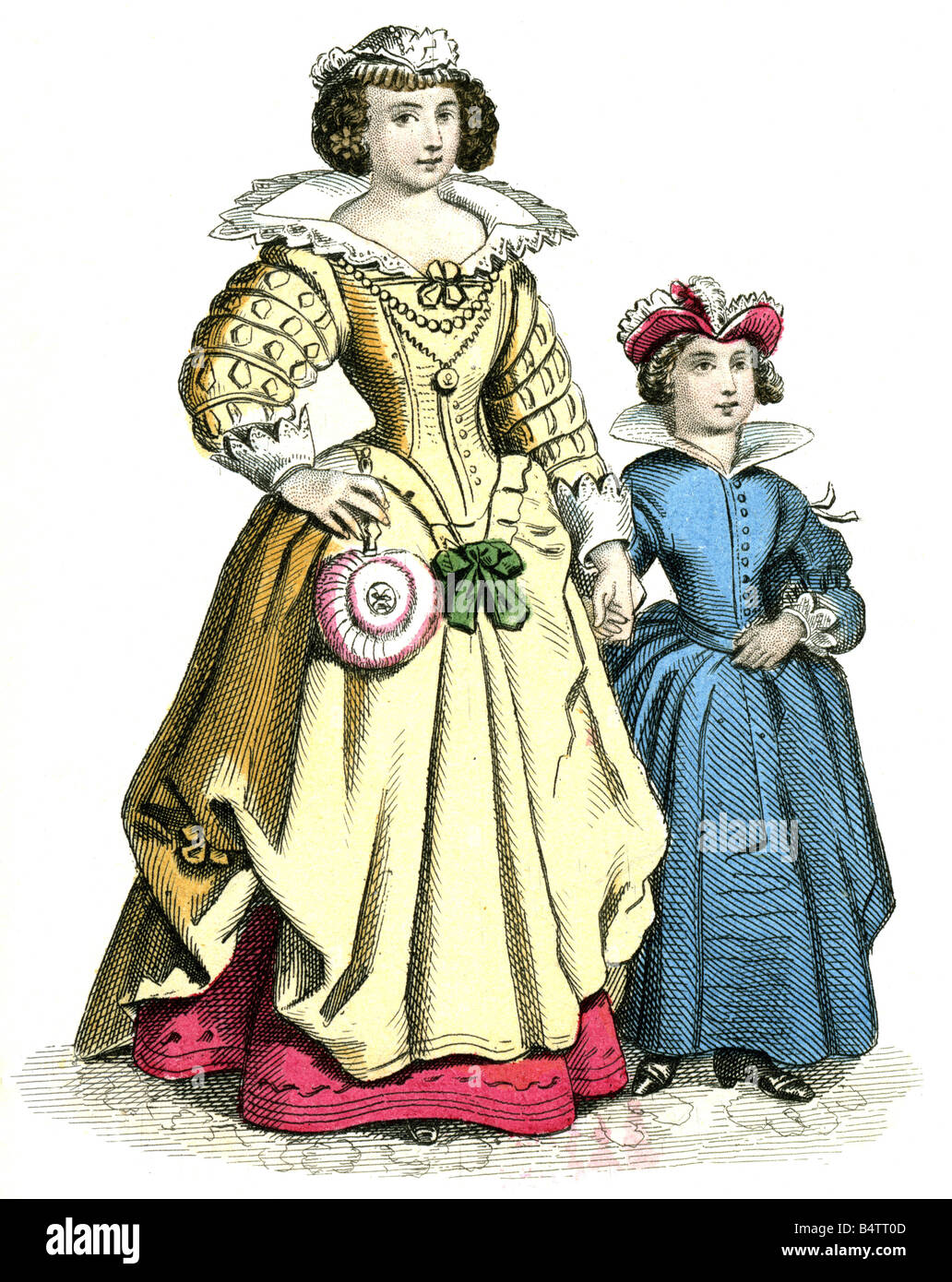 fashion, 17th century, France, womens costume, circa 1630, Stock Photo