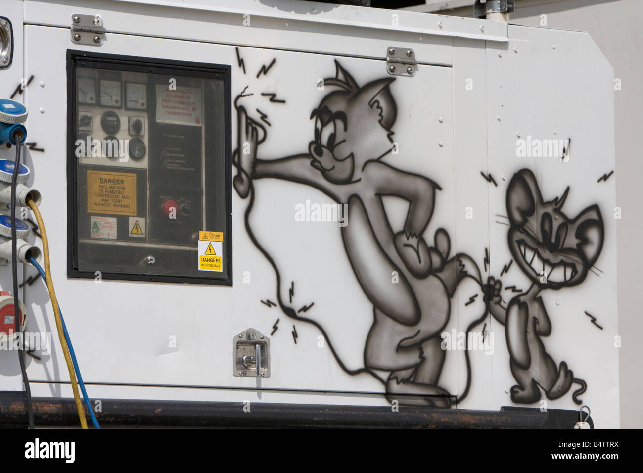 Graffiti on the side of a lorry, wagon, truck of tom and jerry Stock Photo
