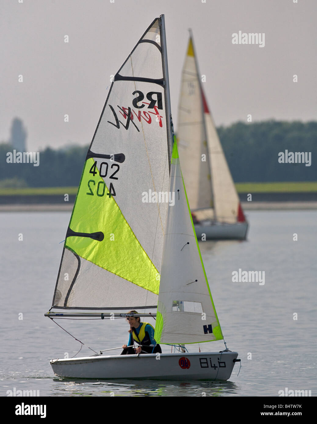 Sailing on a resivoir. Stock Photo