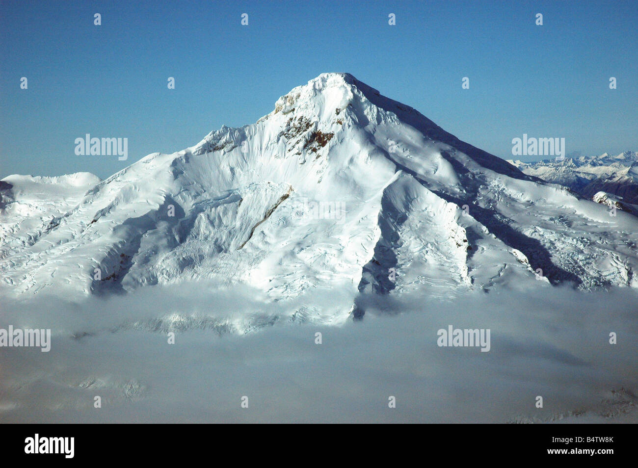 Snow-capped Mount Iliamna, Volcano, Alaska Stock Photo