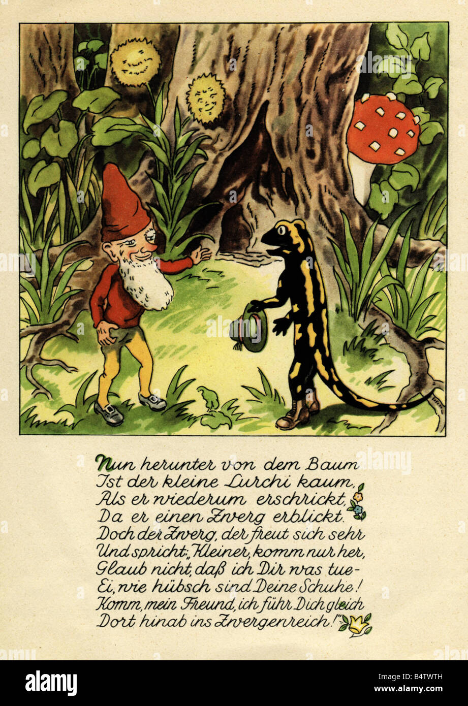 advertising, fashion, Salamander, booklet, "Lurchis Abenteuer - Das lustige  Salamanderbuch" ("Lurchis adventures"), part 1, 1937, Lurchi and the dwarf  Stock Photo - Alamy
