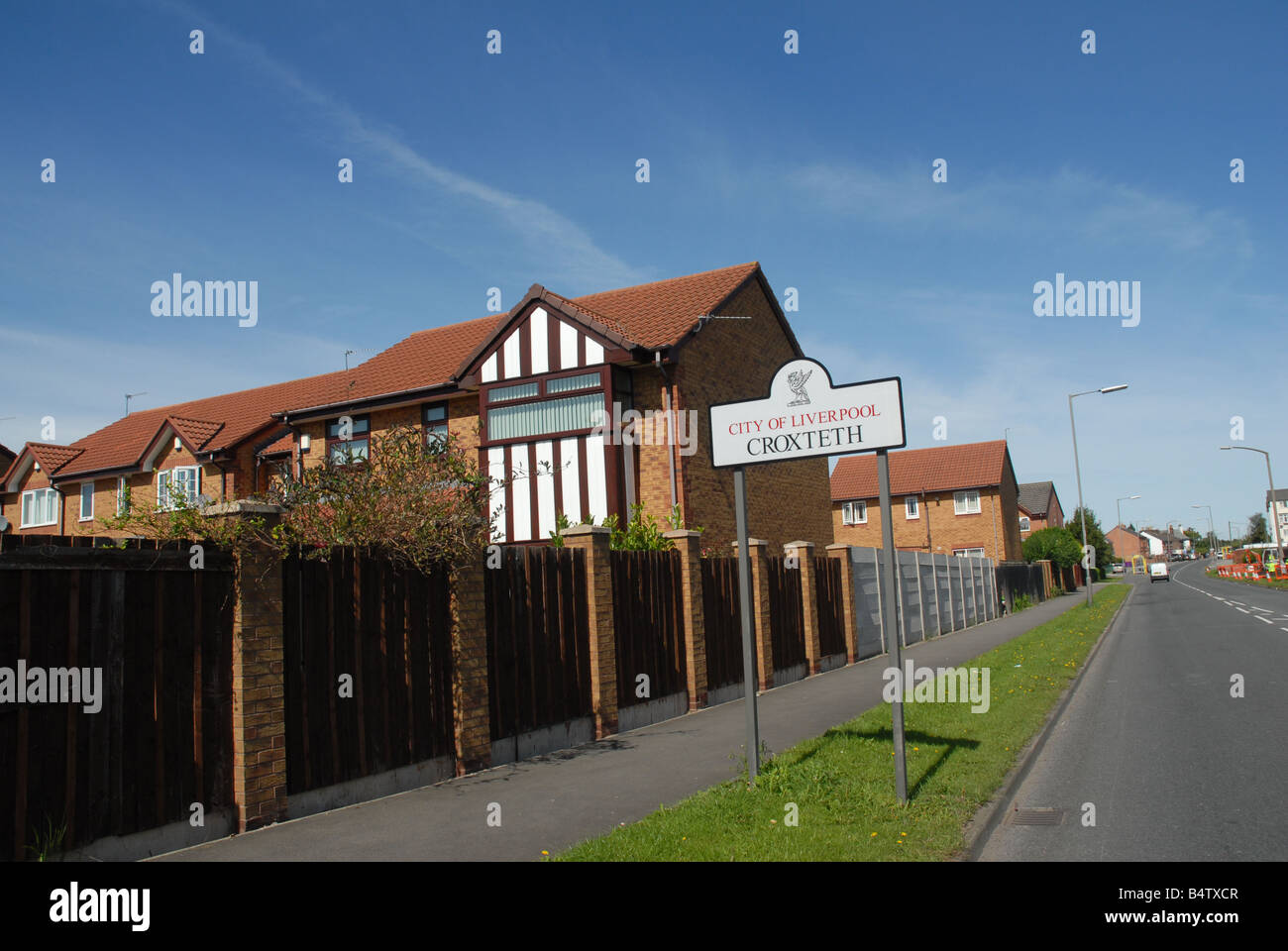 A road sign at the entrance to the Croxteth Park suburb of Liverpool. Stock Photo